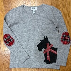 Autumn Cashmere Gray Sweater with Black Dog and Red Accents - size 8 kids